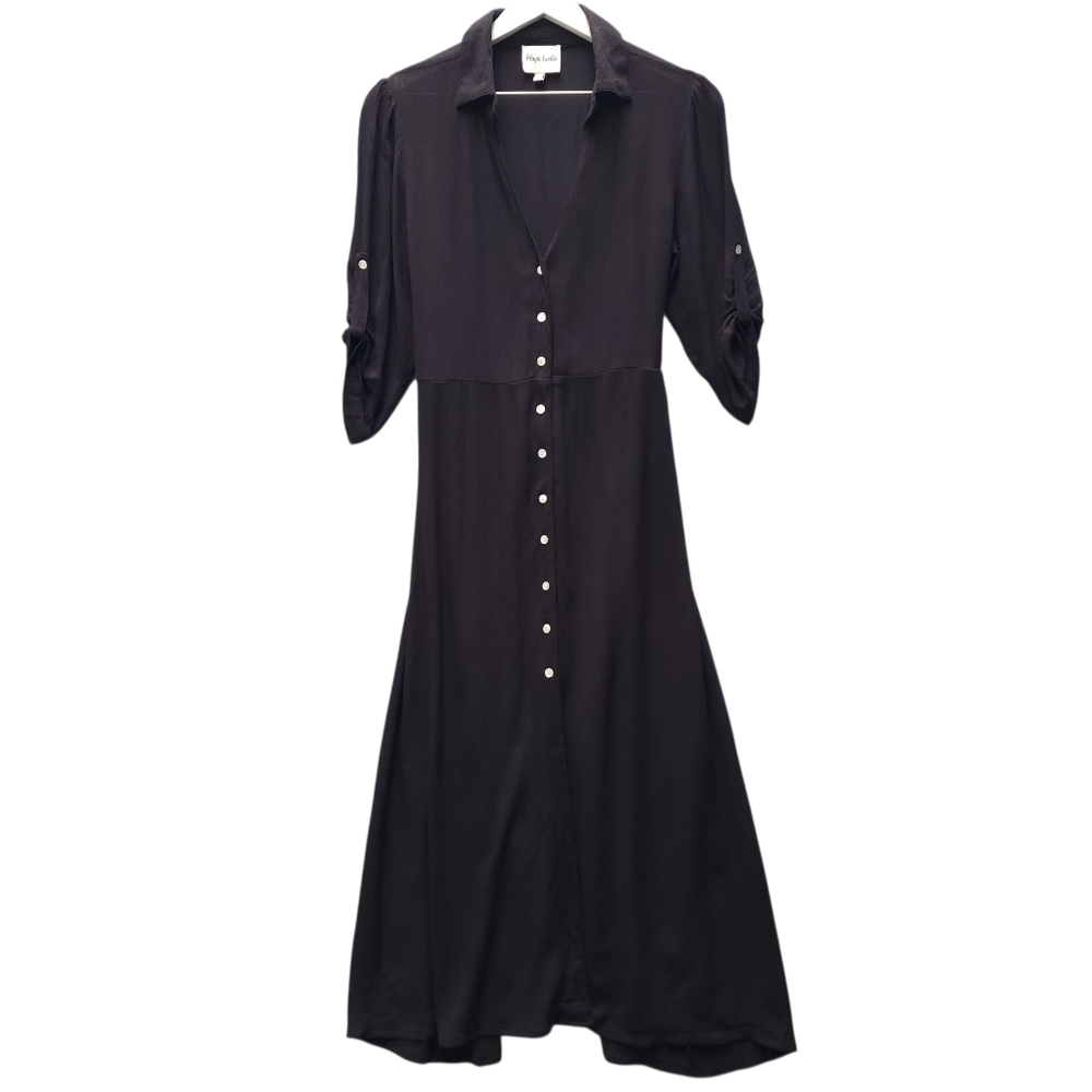Playa Lucila Shirt Cover Up Black‎ Midi Dress